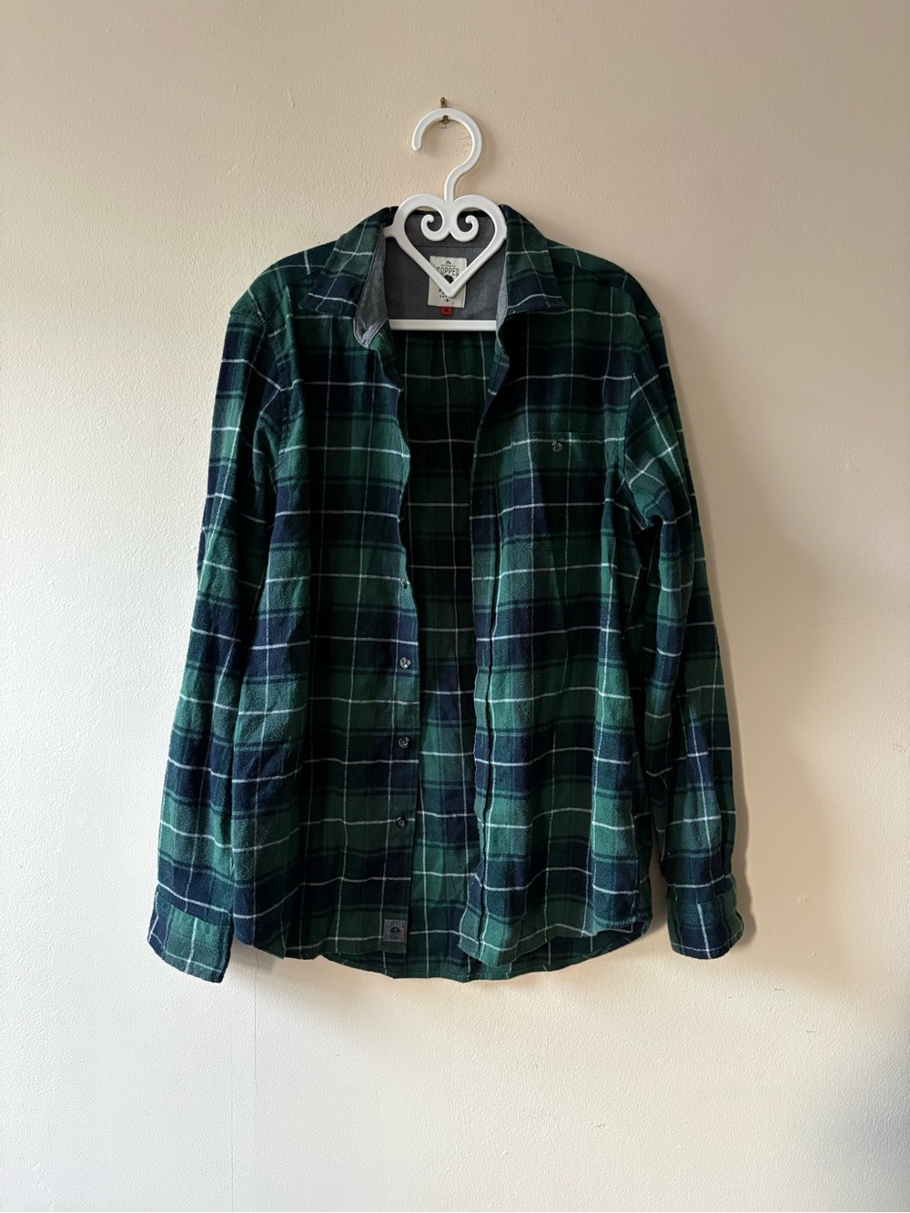 Copper & Oak Men's Green & Navy Plaid Flannel Shirt